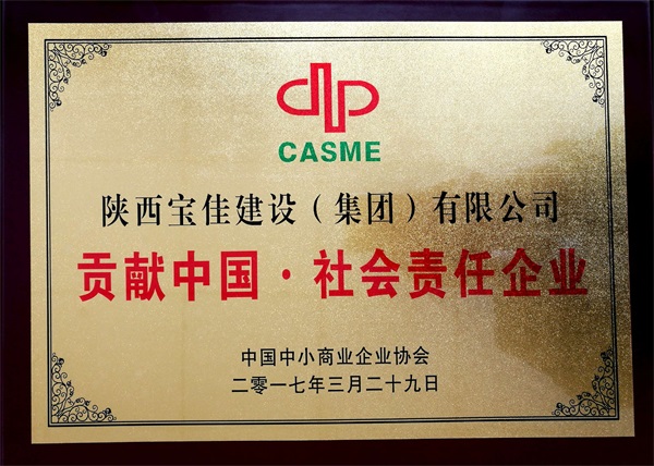 “贡献中国●社会责任企业”奖牌